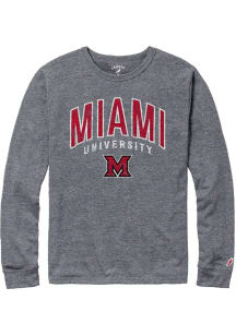 Miami RedHawks Charcoal Arch Name Mascot Long Sleeve Fashion T Shirt