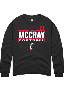 CJ McCray Cincinnati Bearcats Mens Black Football NIL Stacked Box Player Crew