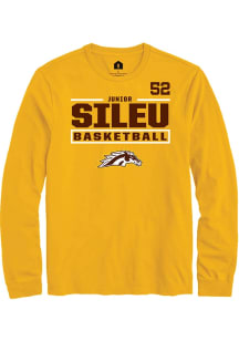 Junior Sileu Western Michigan Broncos Gold NIL Stacked Box Long Sleeve Player T Shirt