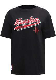 Pro Standard Houston Rockets Womens Black Script Boyfriend Short Sleeve T-Shirt