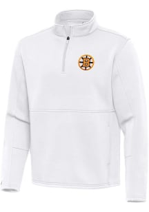 Antigua Boston Bruins Mens White Twist Long Sleeve Qtr Zip Pullover