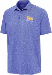 Antigua Pitt Panthers Mens Blue Softball Par 3 Short Sleeve Polo