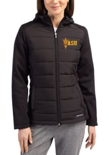 Cutter and Buck Arizona State Sun Devils Womens Black Evoke Hood Heavy Weight Jacket