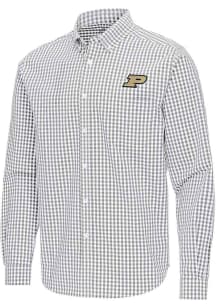 Antigua Purdue Boilermakers Mens Ash Ellis Long Sleeve Dress Shirt