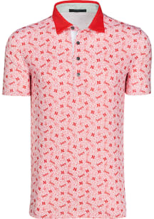 Greyson Nebraska Cornhuskers Mens White Den of Thieves Short Sleeve Fashion Polo