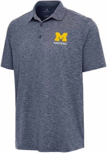 Antigua Michigan Wolverines Mens Navy Blue Football Par 3 Short Sleeve Polo