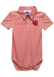 Vive La Fete Utah Utes Baby Red Pencil Stripe Short Sleeve One Piece Polo