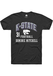 Dominic Mitchell K-State Wildcats Black Football NIL Arch Logo Short Sleeve Player T Shirt