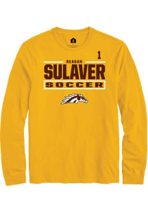 Reagan Sulaver Western Michigan Broncos Gold NIL Stacked Box Long Sleeve Player T Shirt