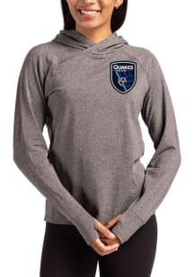 Cutter and Buck San Jose Earthquakes Womens Black Adapt Knit Hood Hooded Sweatshirt