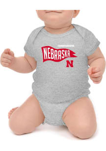Little King Nebraska Cornhuskers Baby Grey Knobby Retro Short Sleeve One Piece