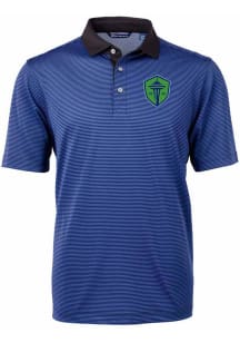 Cutter and Buck Seattle Sounders FC Blue Virtue Eco Pique Micro Stripe Big and Tall Polo