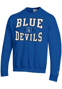 Champion Duke Blue Devils Mens Blue Stacked Name Mascot Long Sleeve Crew Sweatshirt