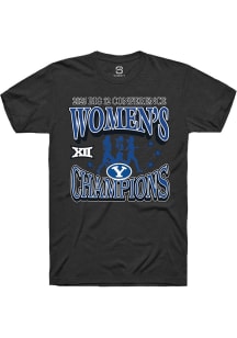 Summit Sportswear BYU Cougars Black 2025 Big 12 Womens Cross Country Champions No. 1 Short Sleeve..