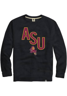 Rally Arizona State Sun Devils Mens Black Triblend Initials Long Sleeve Fashion Sweatshirt