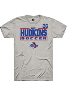 Avery Hudkins Tulsa Golden Hurricane Ash NIL Stacked Box Short Sleeve Player T Shirt