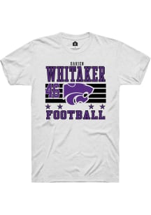 Darien Whitaker K-State Wildcats White Football NIL Striped Short Sleeve Player T Shirt