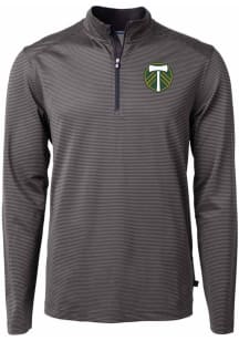 Cutter and Buck Portland Timbers Mens Black Virtue Eco Pique Stripe Big and Tall Qtr Zip