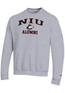 Champion Northern Illinois Huskies Mens Grey Mascot Alumni Powerblend Long Sleeve Crew Sweatshirt
