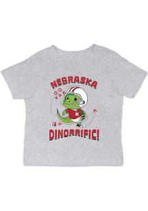 Vive La Fete Nebraska Cornhuskers Infant Dino-Riffic Short Sleeve T-Shirt Grey