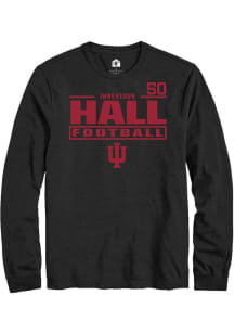 Jhrevious Hall Indiana Hoosiers Black Football NIL Stacked Box Long Sleeve Player T Shirt