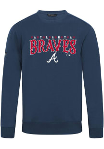 Levelwear Atlanta Braves Mens Navy Blue Zane Snowflakes Long Sleeve Crew Sweatshirt