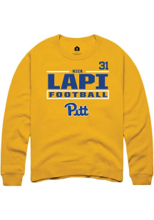 Nick Lapi Pitt Panthers Mens Gold Football NIL Stacked Box Player Crew