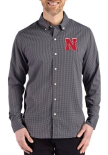 Cutter and Buck Nebraska Cornhuskers Mens Black Skyline Long Sleeve Dress Shirt