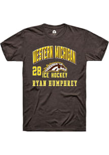 Ryan Humphrey Western Michigan Broncos Brown NIL Arch Logo Short Sleeve Player T Shirt