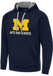 Antigua Michigan Wolverines Mens Navy Blue Michigan Arts and Sciences Victory Long Sleeve Hoodie