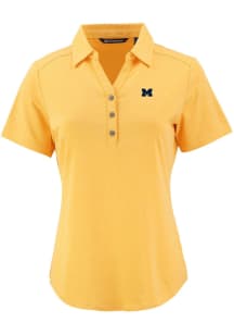 Cutter and Buck Michigan Wolverines Womens Yellow Forge Eco Polo Short Sleeve Polo Shirt