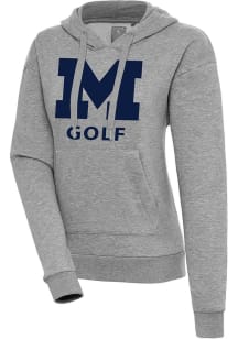 Antigua Michigan Wolverines Womens Grey Heather Golf Victory Hooded Sweatshirt