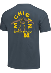 Michigan Wolverines Womens Blue Bar Stunt Short Sleeve T-Shirt
