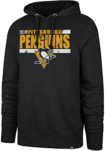 47 Pittsburgh Penguins Mens Black Back Line Headline Long Sleeve Hoodie