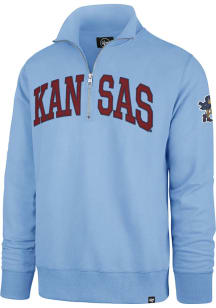 47 Kansas Jayhawks Mens Light Blue Striker Long Sleeve Qtr Zip Fashion Pullover