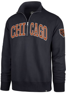 47 Chicago Bears Mens Navy Blue CITY NAME STRIKER Long Sleeve Qtr Zip Fashion Pullover