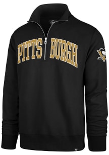 47 Pittsburgh Penguins Mens Black CITY NAME STRIKER Long Sleeve Qtr Zip Fashion Pullover