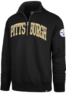47 Pittsburgh Steelers Mens Black Striker Long Sleeve Qtr Zip Fashion Pullover