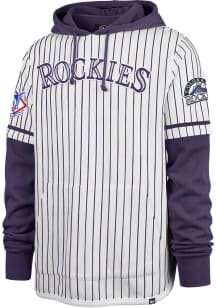 47 Colorado Rockies Mens White Double Header Pinstripe Fashion Hood