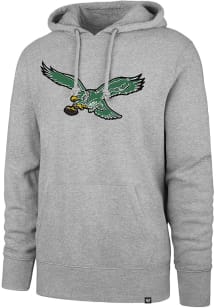 47 Philadelphia Eagles Mens Grey Logo Throwback Headline Long Sleeve Hoodie