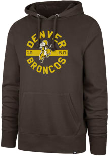 47 Denver Broncos Mens Brown Retro Roundabout Headline Long Sleeve Hoodie