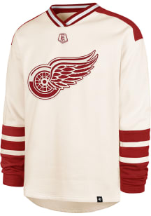 47 Detroit Red Wings Mens White Benchmark Netminder Long Sleeve Fashion Sweatshirt