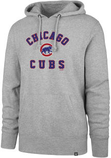 47 Chicago Cubs Mens Grey Heather Varsity Arch Headline Long Sleeve Hoodie