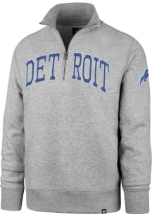 47 Detroit Lions Mens Grey Striker Long Sleeve Qtr Zip Fashion Pullover