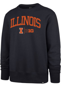 47 Illinois Fighting Illini Mens Navy Blue Arch Name Big Ten Long Sleeve Fashion Sweatshirt