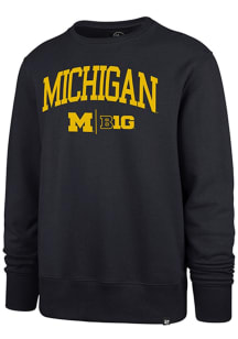 47 Michigan Wolverines Mens Blue Arch Name Big Ten Long Sleeve Fashion Sweatshirt