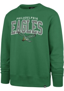 47 Philadelphia Eagles Mens Kelly Green Arch Name Mascot Long Sleeve Crew Sweatshirt