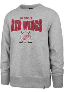 47 Detroit Red Wings Mens Grey Forehand Headline Long Sleeve Crew Sweatshirt