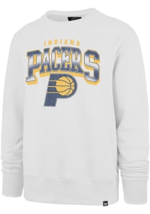 47 Indiana Pacers Mens White Spotlight Headline Long Sleeve Crew Sweatshirt