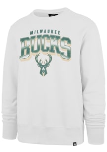 47 Milwaukee Bucks Mens White Spotlight Headline Long Sleeve Crew Sweatshirt
